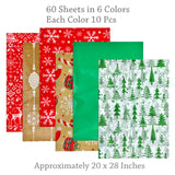 Wrapables Tissue Paper 20 x 28 Inch for Gift Wrapping, Arts & Crafts, Paper Flowers, Garlands, Tassels (60 Sheets), Happy Holidays