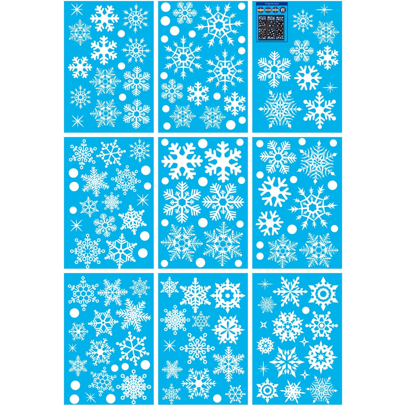 Wrapables Snowflake Window Clings Decal Stickers, Christmas Winter Decoration for Glass Windows, 9pc Starry