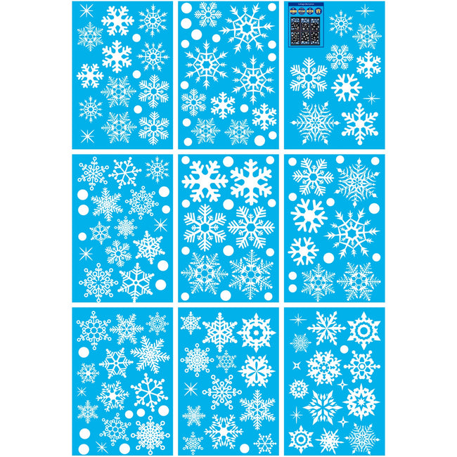 Wrapables Snowflake Window Clings Decal Stickers, Christmas Winter Decoration for Glass Windows, 9pc Starry