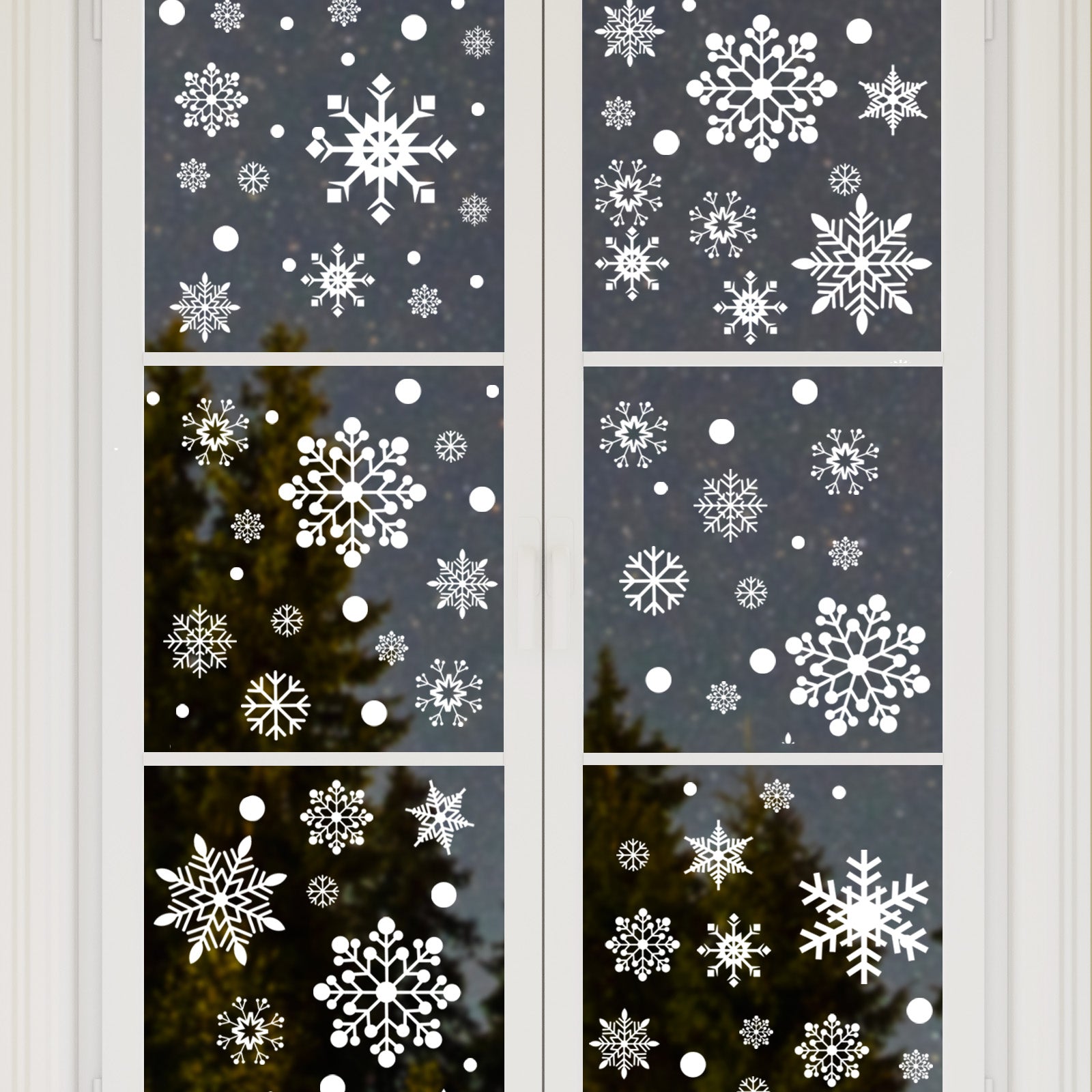 Wrapables Snowflake Window Clings Decal Stickers, Christmas Winter Decoration for Glass Windows 9pc Starry