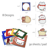 Wrapables Happy Holidays Christmas Sticky Notes, Adhesive Winter Holiday Memo Notepads for Home, Office, Work, Cute Buddies 8pc