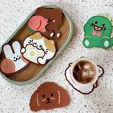 Wrapables Silicone Cute Animal Coasters for Glasses, Cups, and Drinks (Set of 6)