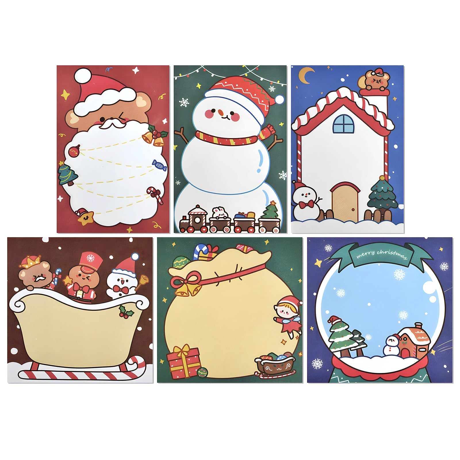 Wrapables Happy Holidays Christmas Sticky Notes, Adhesive Winter Holiday Memo Notepads for Home, Office, Work, Festive Fun 6pc