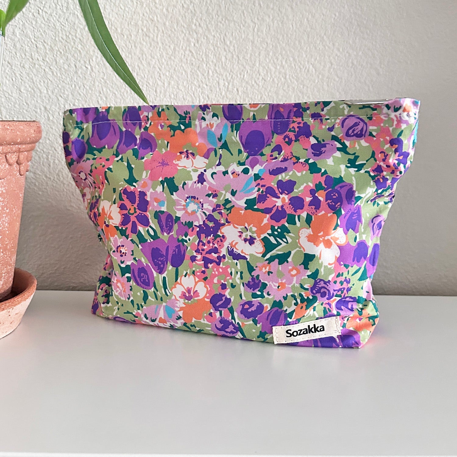 Wrapables Cosmetic Pouch, Makeup and Toiletry Travel Bag, Purple Garden