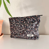 Wrapables Cosmetic Pouch, Makeup and Toiletry Travel Bag, Flowers on Black