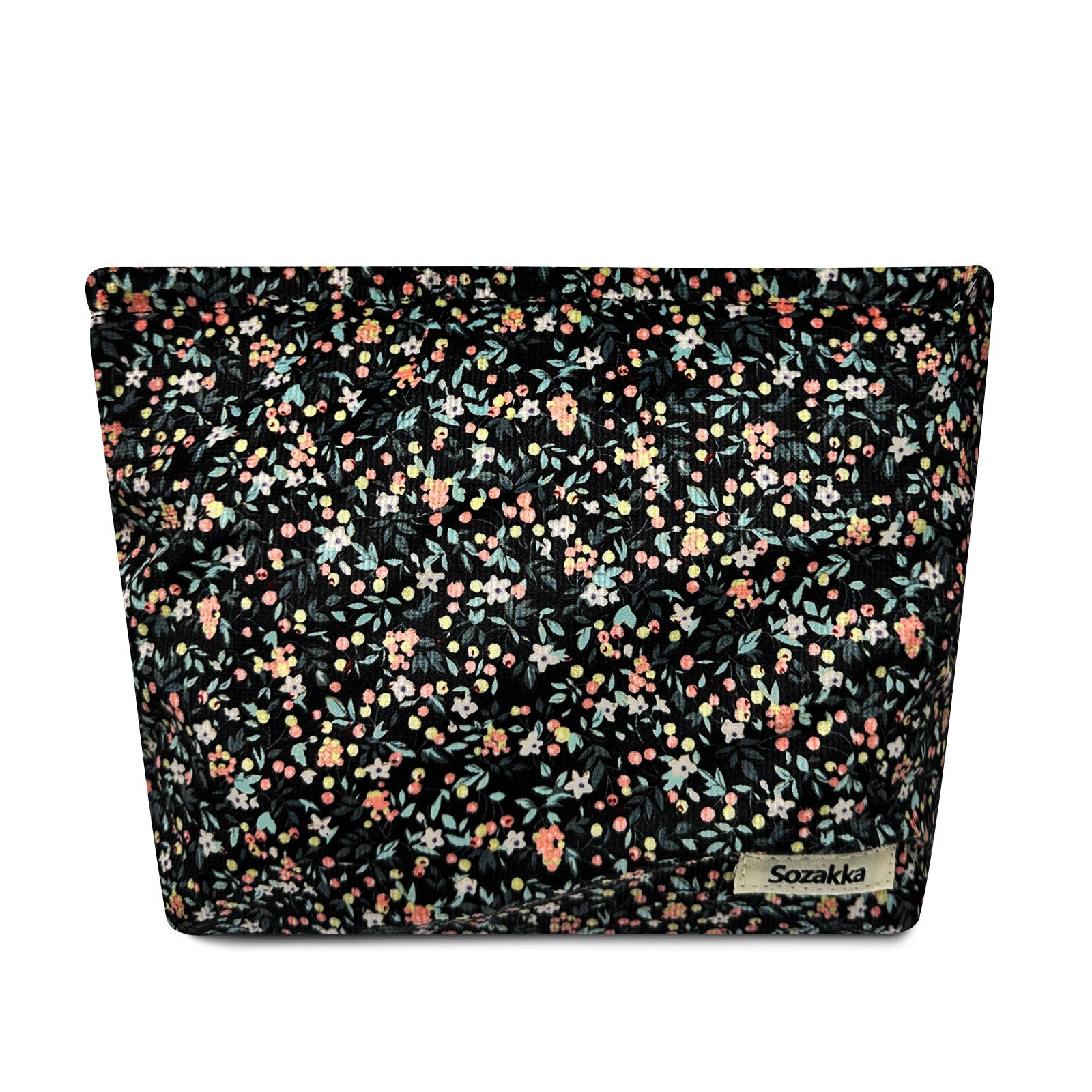 Wrapables Cosmetic Pouch, Makeup and Toiletry Travel Bag, Flowers on Black