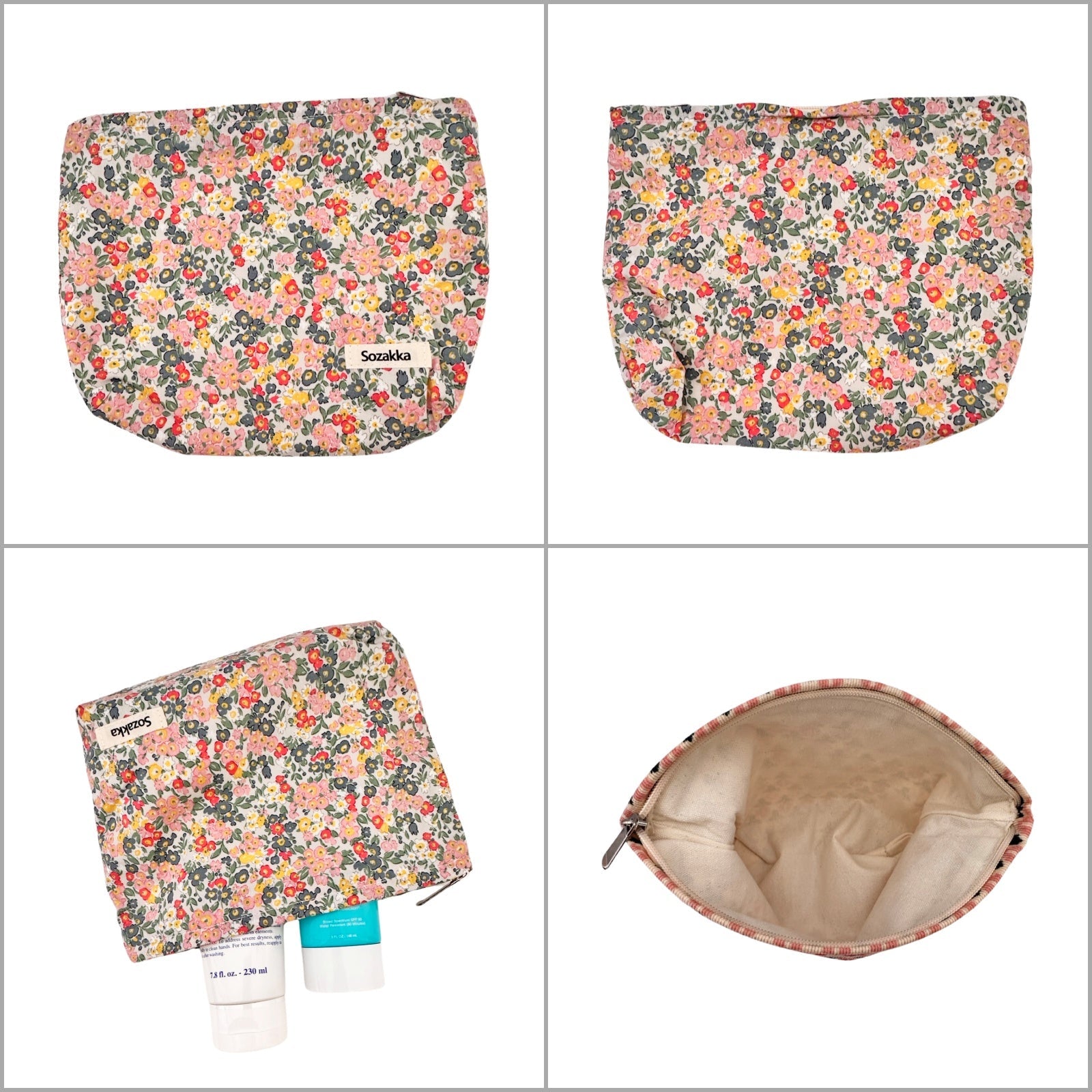 Wrapables Cosmetic Pouch, Makeup and Toiletry Travel Bag, Spring Floral