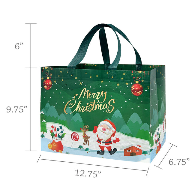Wrapables Christmas Gift Bags with Handles, Non-Woven Reusable  Holiday Totes for Gift Wrap, Parties, Favors and Treats (Set of 8), Happy Santa