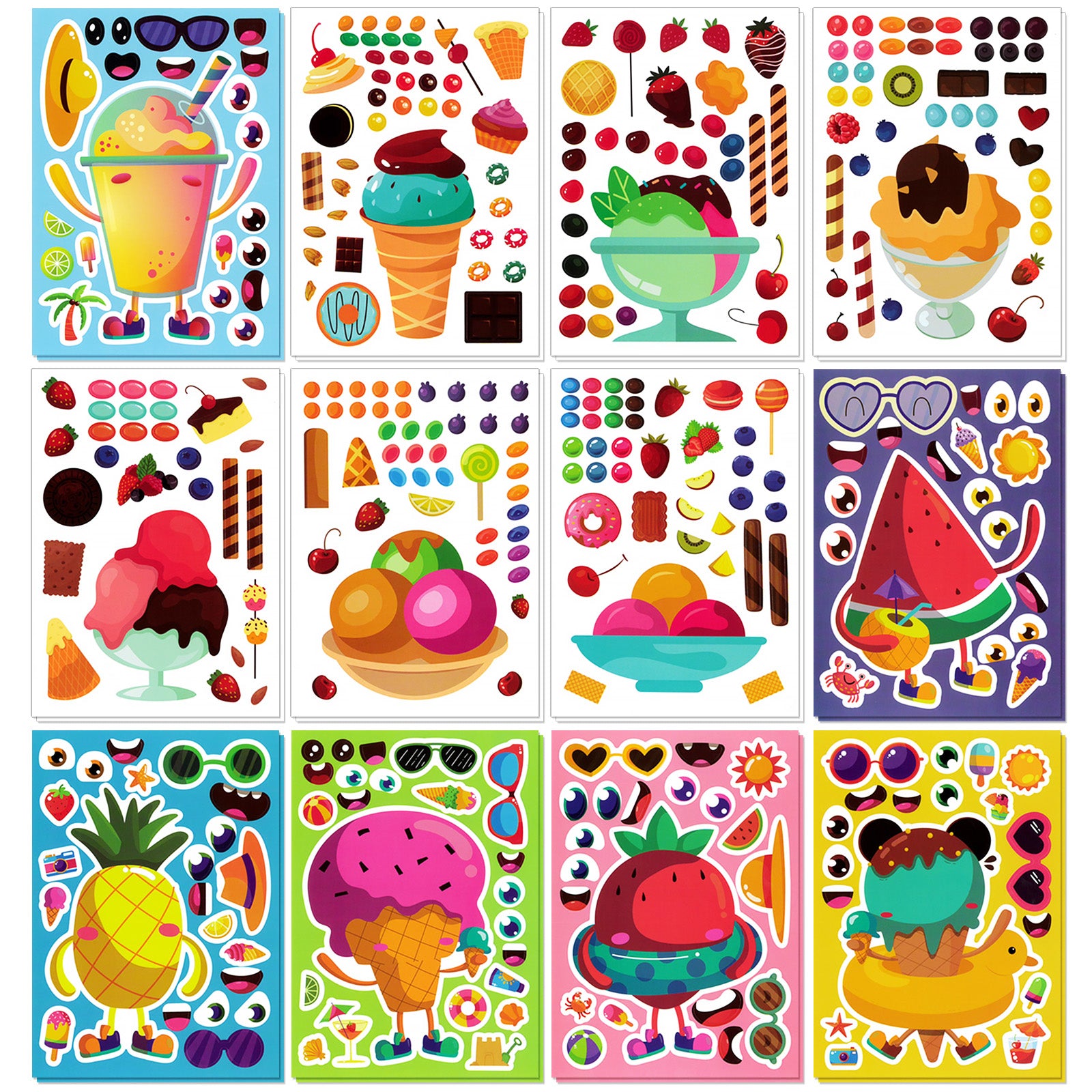 36 Pieces Sticker Sheet, Sticker Packs Kids, Princess Stickers for Kids, Make A Face Stickers Sheets, Make Your Own Sticker, Party Game Stickers DIY