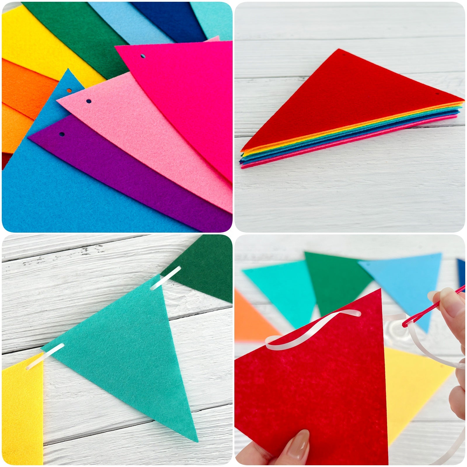 Wrapables Felt Multicolor Rainbow Pennant Banner for Birthday Parties, Baby Showers, Nurseries (Set of 3)