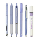 Wrapables 5 Gel Pens + 1 Highlighter Writing Set, 0.5mm Black Ink Pens, for Bible Studies, Journaling, Home and Office, Purple