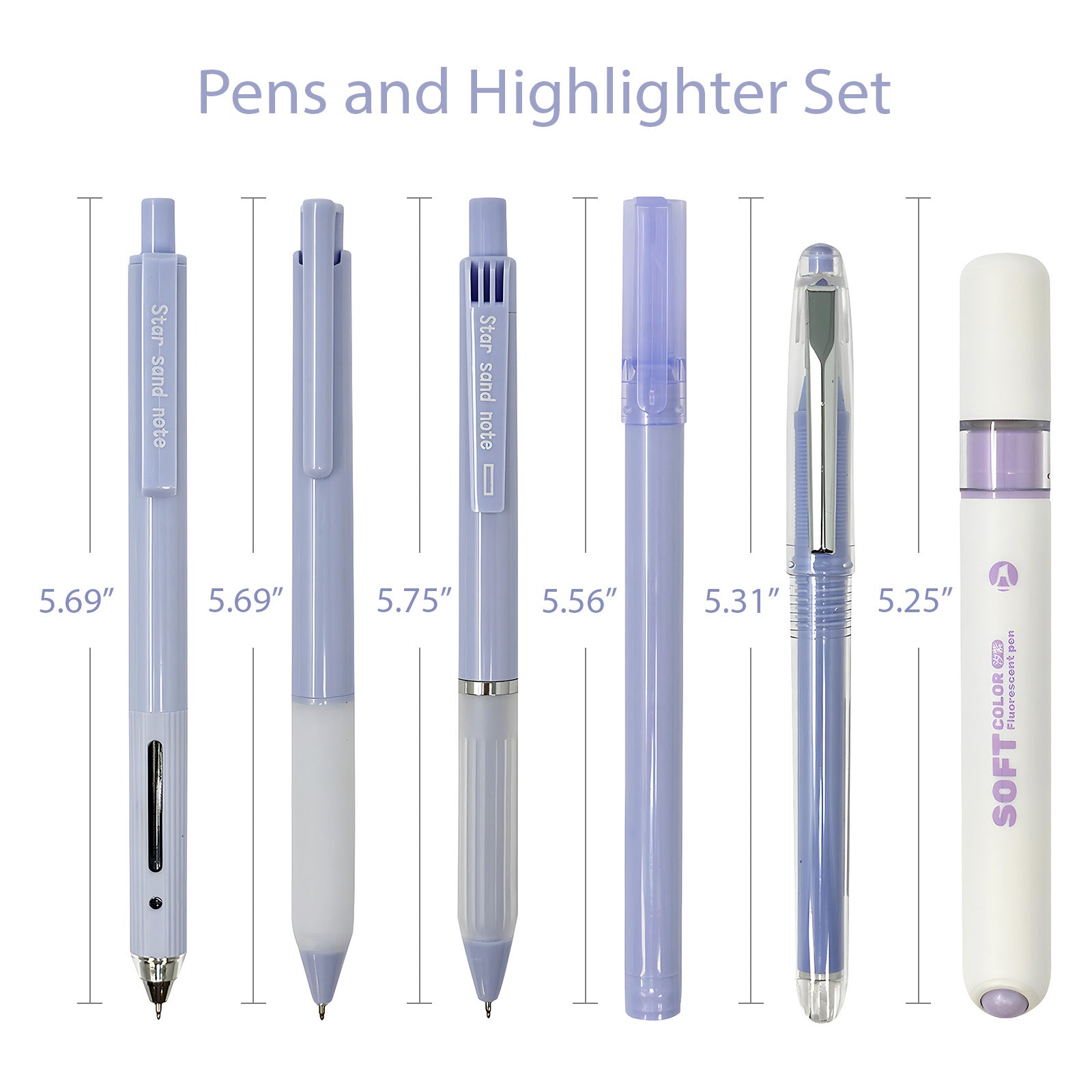 Wrapables 5 Gel Pens + 1 Highlighter Writing Set, 0.5mm Black Ink Pens, for Bible Studies, Journaling, Home and Office