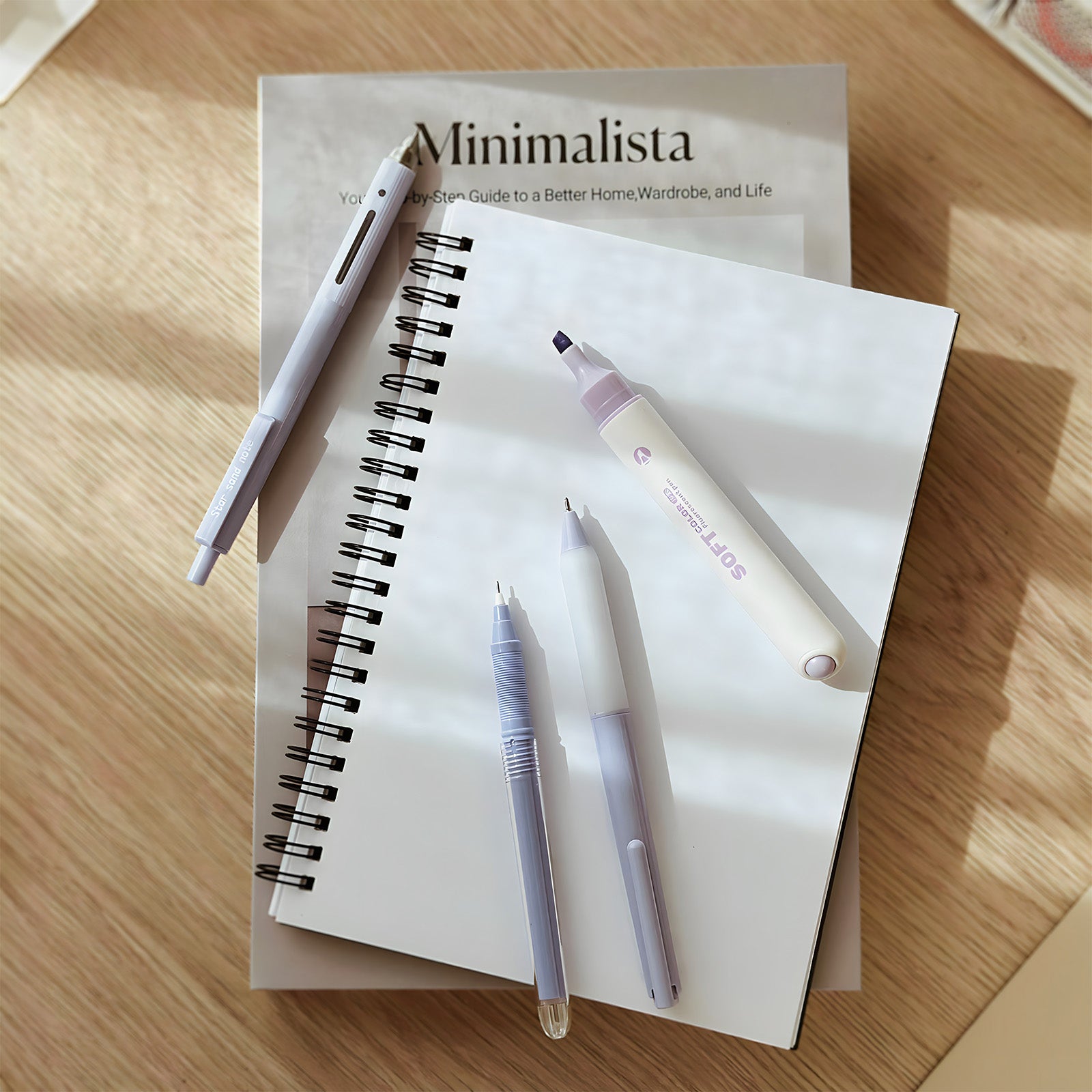Wrapables 5 Gel Pens + 1 Highlighter Writing Set, 0.5mm Black Ink Pens, for Bible Studies, Journaling, Home and Office