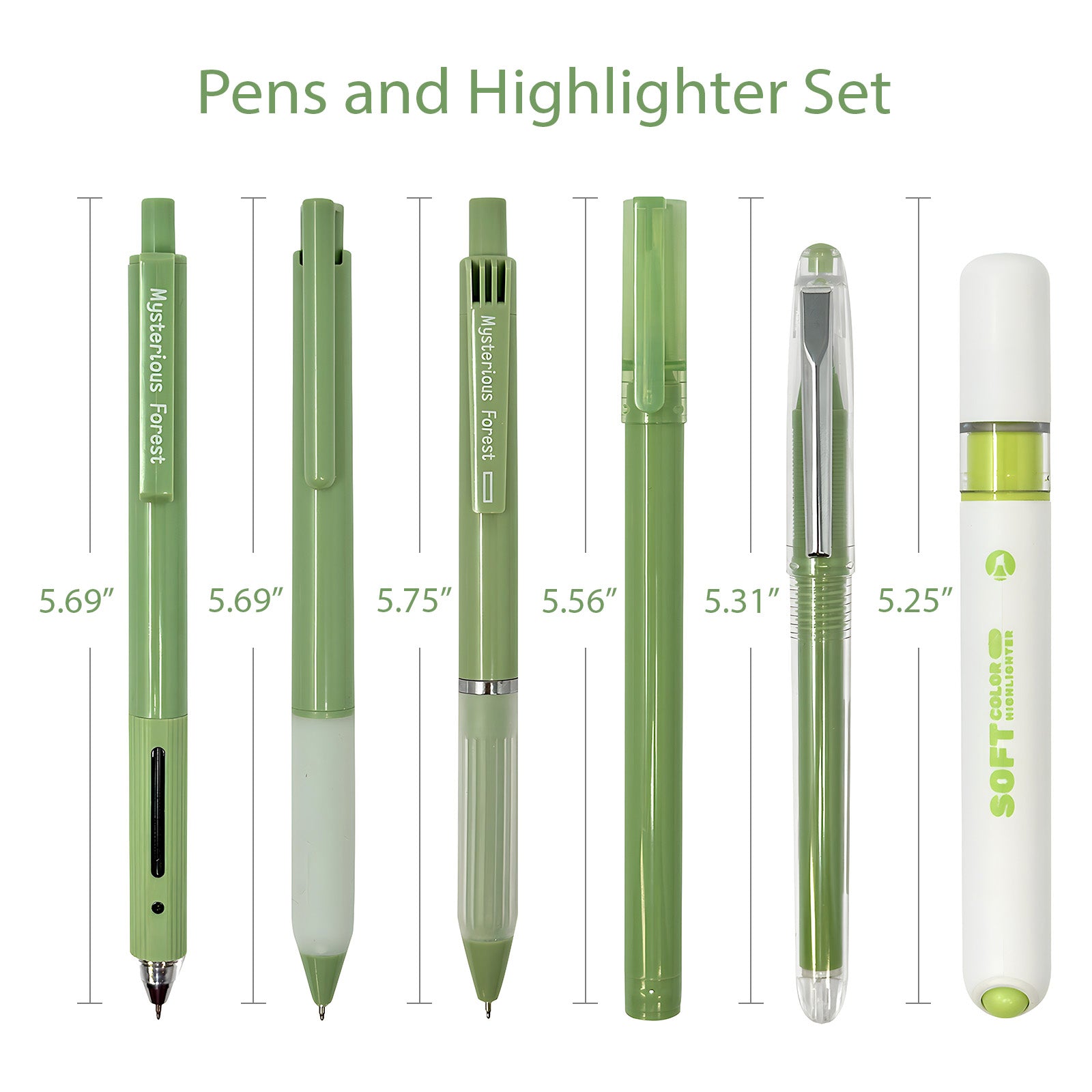 Wrapables 5 Gel Pens + 1 Highlighter Writing Set, 0.5mm Black Ink Pens, for Bible Studies, Journaling, Home and Office