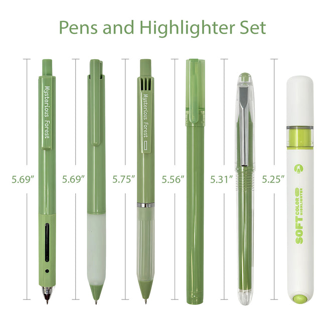 Wrapables 5 Gel Pens + 1 Highlighter Writing Set, 0.5mm Black Ink Pens, for Bible Studies, Journaling, Home and Office