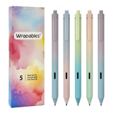 Wrapables Whisper Fusion Silent Retractable Gel Pen Set (5 Pack), 0.5mm Fine Point Black Ink