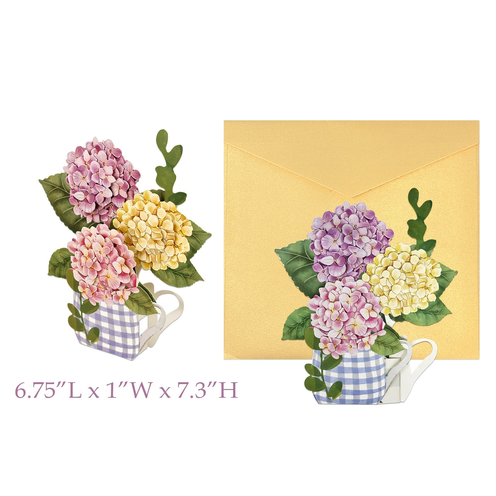 Wrapables 3D Pop Up Floral Greeting Card, Flower Bouquet Card for Mother's Day, Birthday, Anniversary, All Occasions, Hydrangea