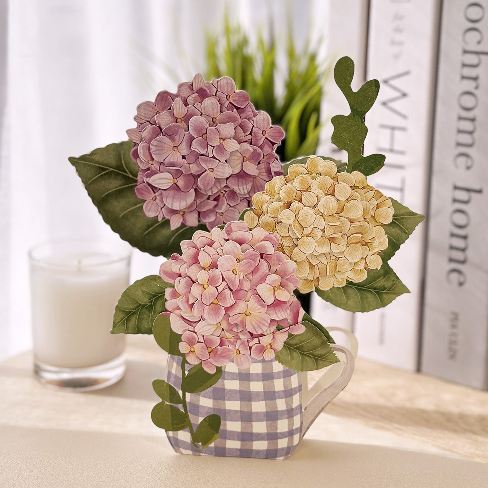 Wrapables 3D Pop Up Floral Greeting Card, Flower Bouquet Card for Mother's Day, Birthday, Anniversary, All Occasions, Hydrangea