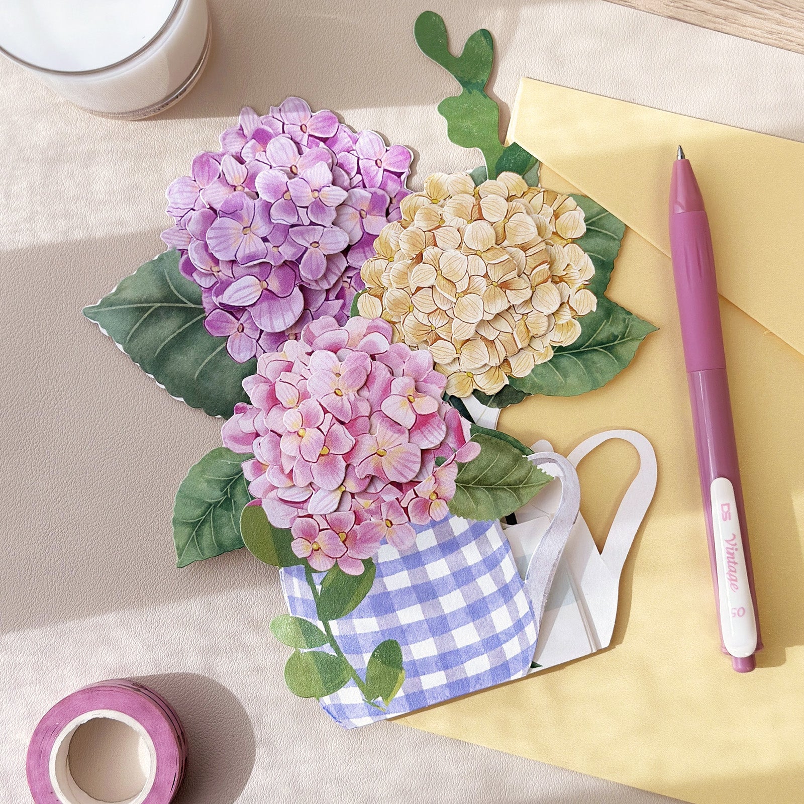 Wrapables 3D Pop Up Floral Greeting Card, Flower Bouquet Card for Mother's Day, Birthday, Anniversary, All Occasions, Hydrangea