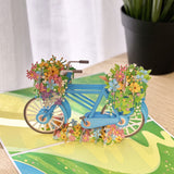 Wrapables 3D Pop Up Floral Greeting Card, Flower Bouquet Card for Mother's Day, Birthday, Anniversary, All Occasions, Bike