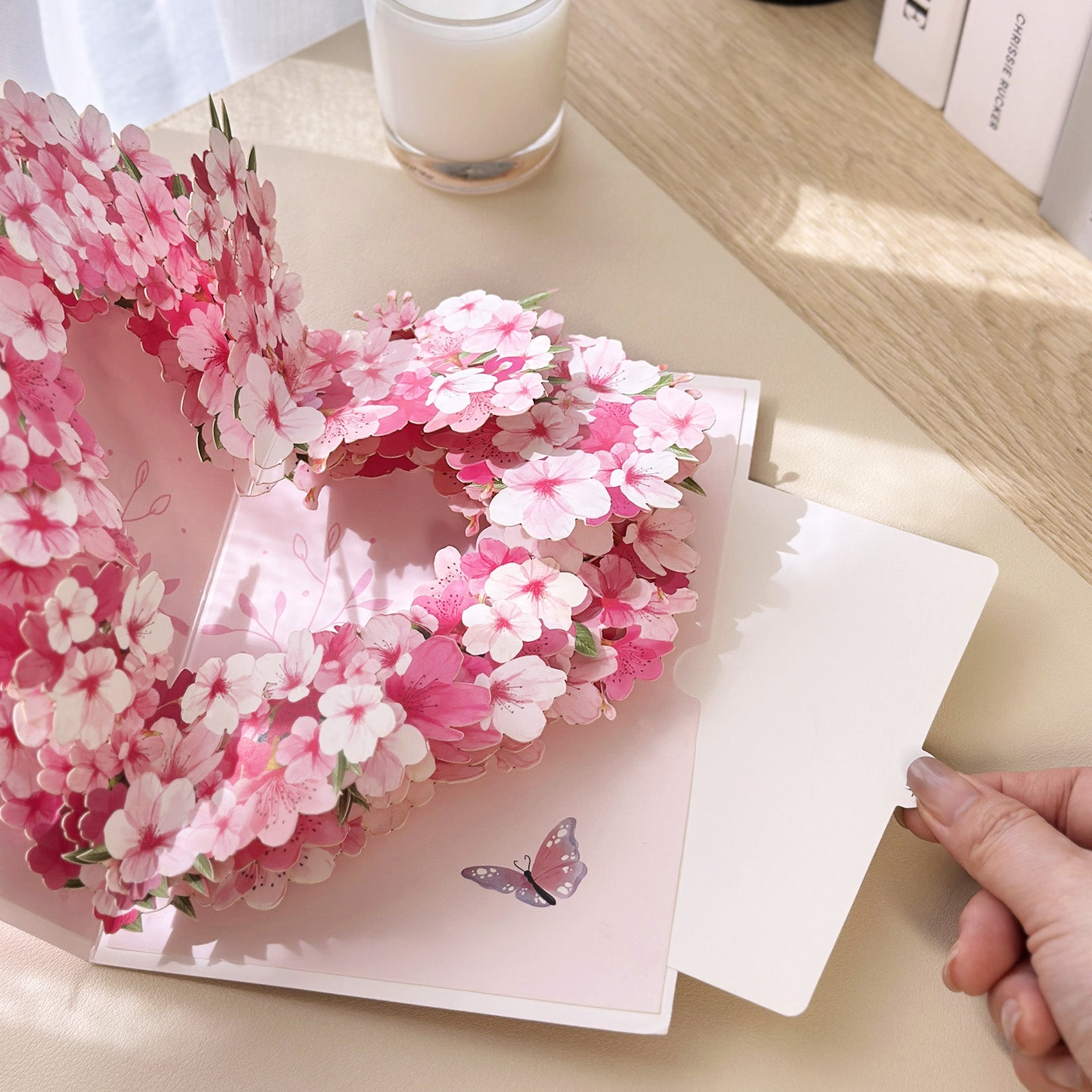 Wrapables 3D Pop Up Floral Greeting Card, Flower Bouquet Card for Mother's Day, Birthday, Anniversary, All Occasions, Heart Wreath