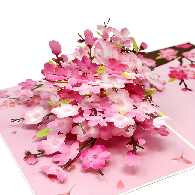 Wrapables 3D Pop Up Floral Greeting Card, Flower Bouquet Card for Mother's Day, Birthday, Anniversary, All Occasions, Cherry Blossom Tree