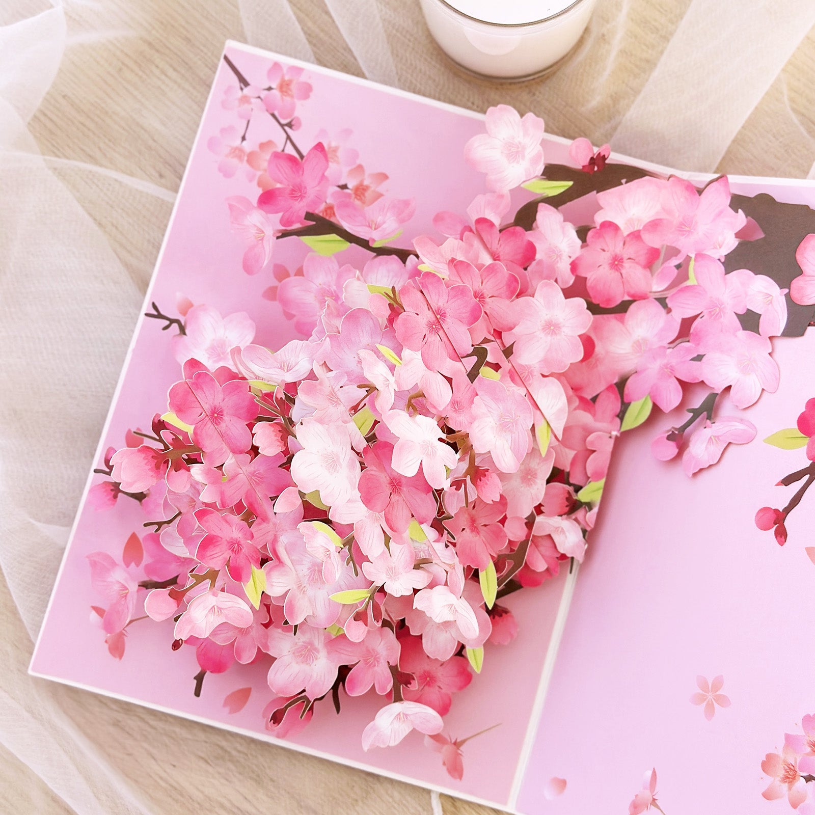 Wrapables 3D Pop Up Floral Greeting Card, Flower Bouquet Card for Mother's Day, Birthday, Anniversary, All Occasions, Cherry Blossom Tree