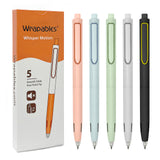 Wrapables Whisper Motion Silent Retractable Gel Pen Set (5 Pack), 0.5mm Fine Point, for Home, Office, Work