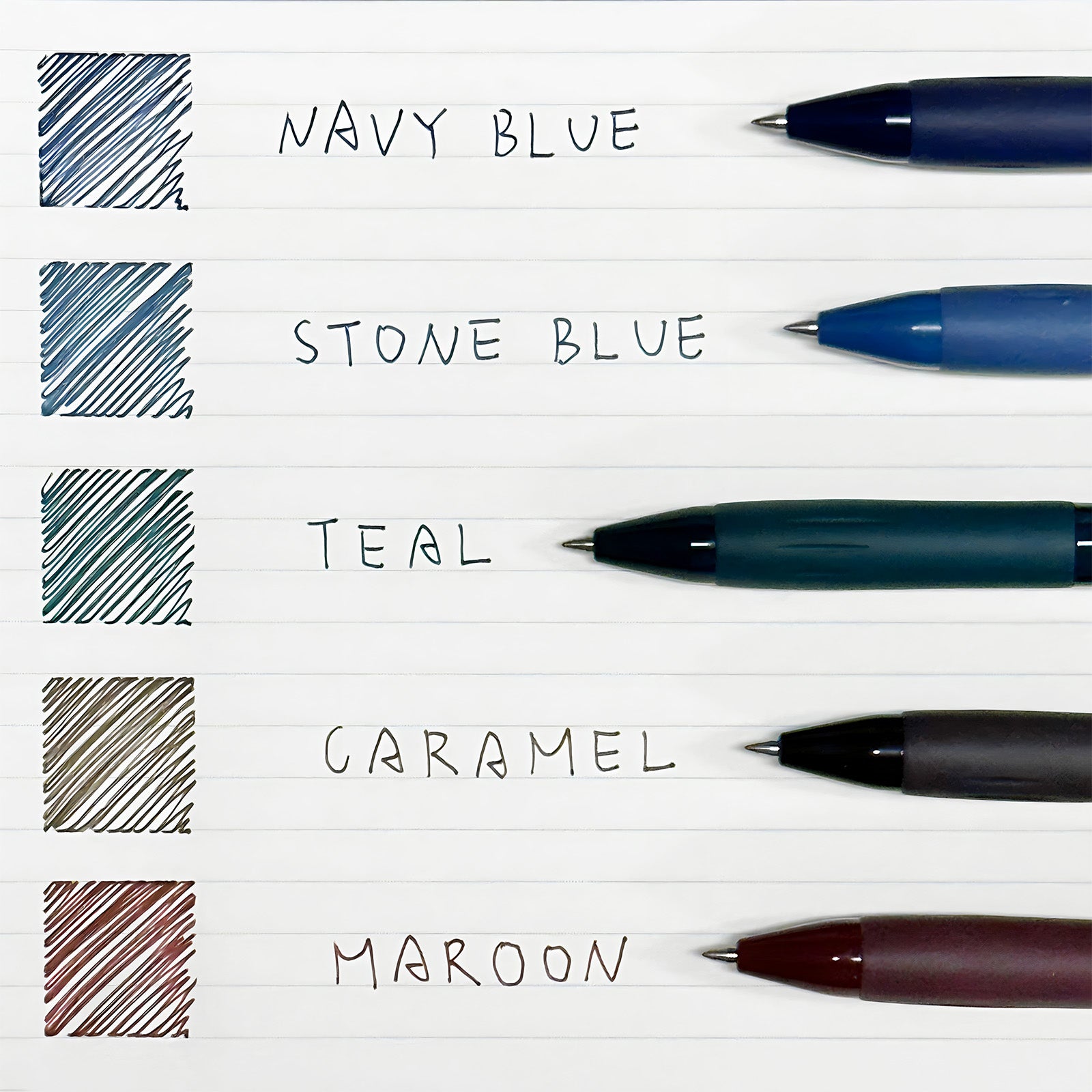 Wrapables Multi-Color Retractable Gel Pen Set (5 pack), 0.5mm Fine Point, for Writing, Journaling, Drawing, Home and Office
