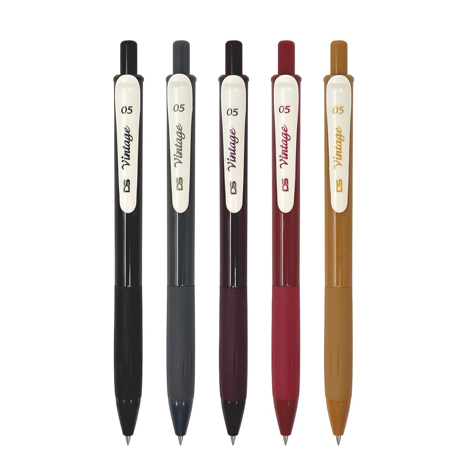 Wrapables Multi-Color Retractable Gel Pen Set (5 pack), 0.5mm Fine Point, for Writing, Journaling, Drawing, Home and Office