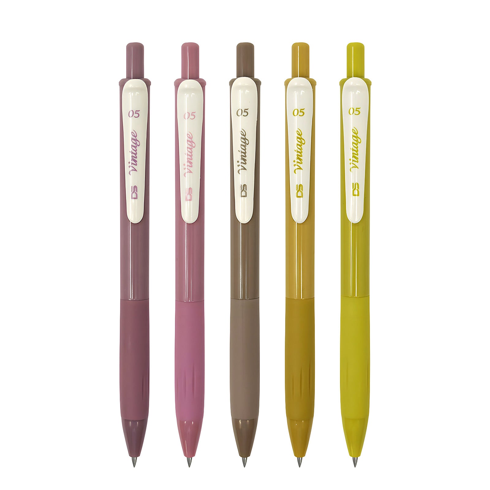 Wrapables Multi-Color Retractable Gel Pen Set (5 pack), 0.5mm Fine Point, for Writing, Journaling, Drawing, Home and Office