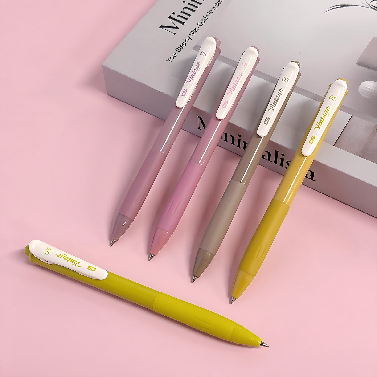 Wrapables Multi-Color Retractable Gel Pen Set (5 pack), 0.5mm Fine Point, for Writing, Journaling, Drawing, Home and Office