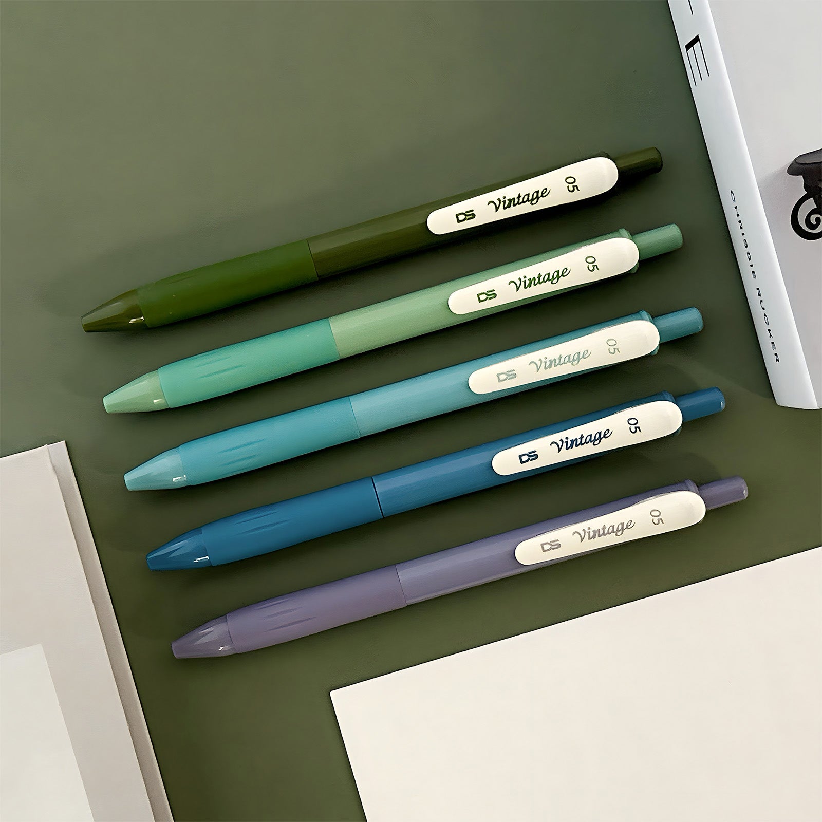 Wrapables Multi-Color Retractable Gel Pen Set (5 pack), 0.5mm Fine Point, for Writing, Journaling, Drawing, Home and Office