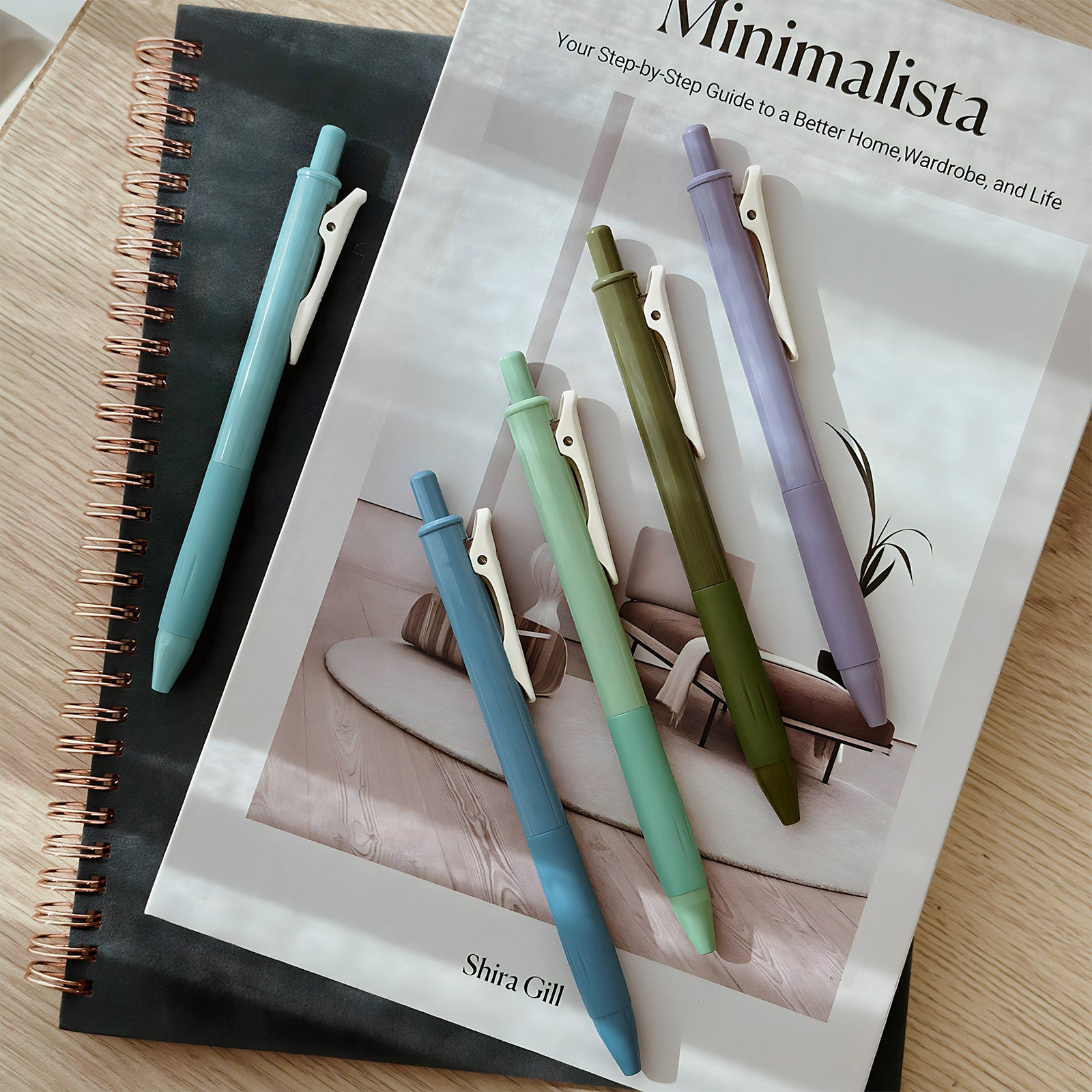 Wrapables Multi-Color Retractable Gel Pen Set (5 pack), 0.5mm Fine Point, for Writing, Journaling, Drawing, Home and Office