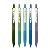 Wrapables Multi-Color Retractable Gel Pen Set (5 pack), 0.5mm Fine Point, for Writing, Journaling, Drawing, Home and Office, Cool Artic