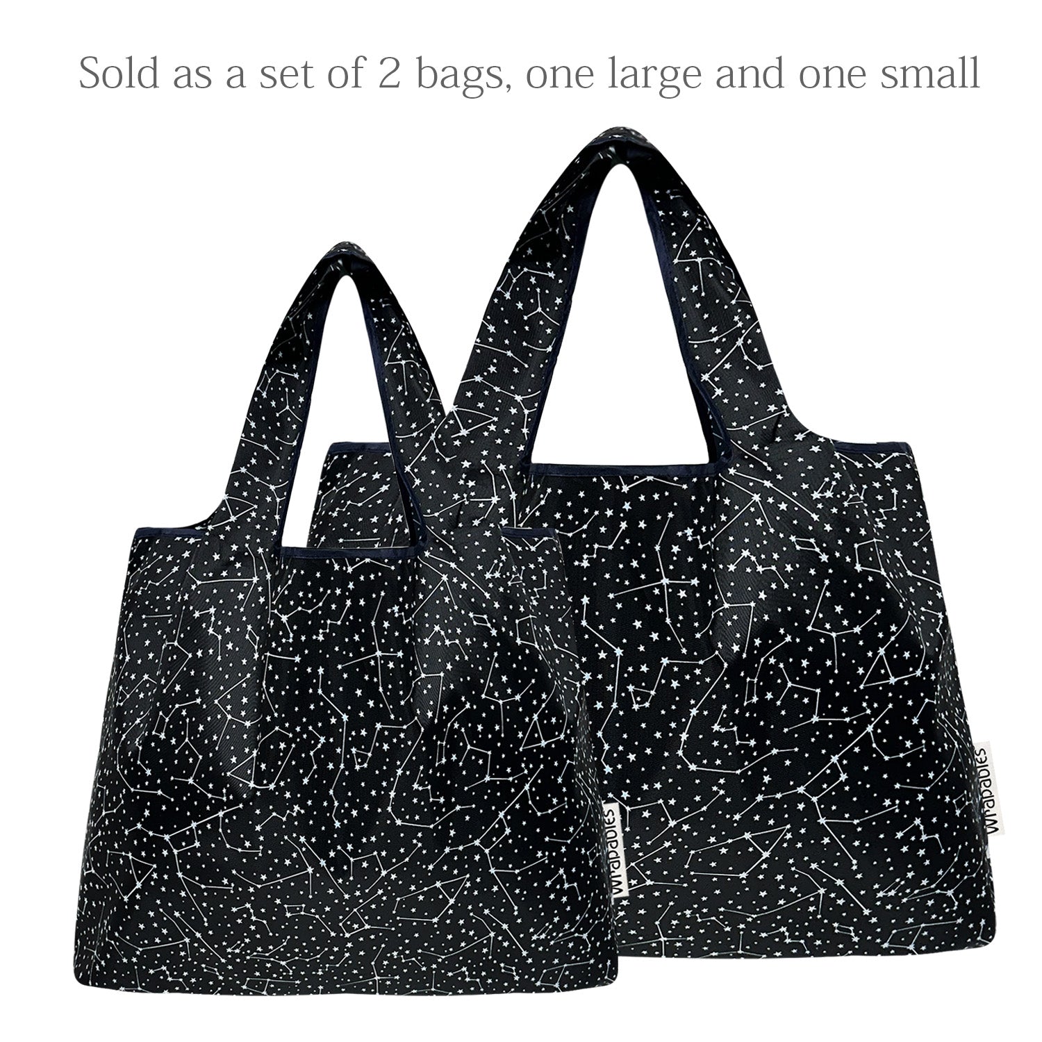 Wrapables Large & Small Foldable Nylon Reusable Shopping Grocery Bags (Set of 2), Star Patterns