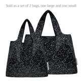 Wrapables Large & Small Foldable Nylon Reusable Shopping Grocery Bags (Set of 2), Star Patterns