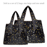 Wrapables Large & Small Foldable Nylon Reusable Shopping Grocery Bags (Set of 2), Starry