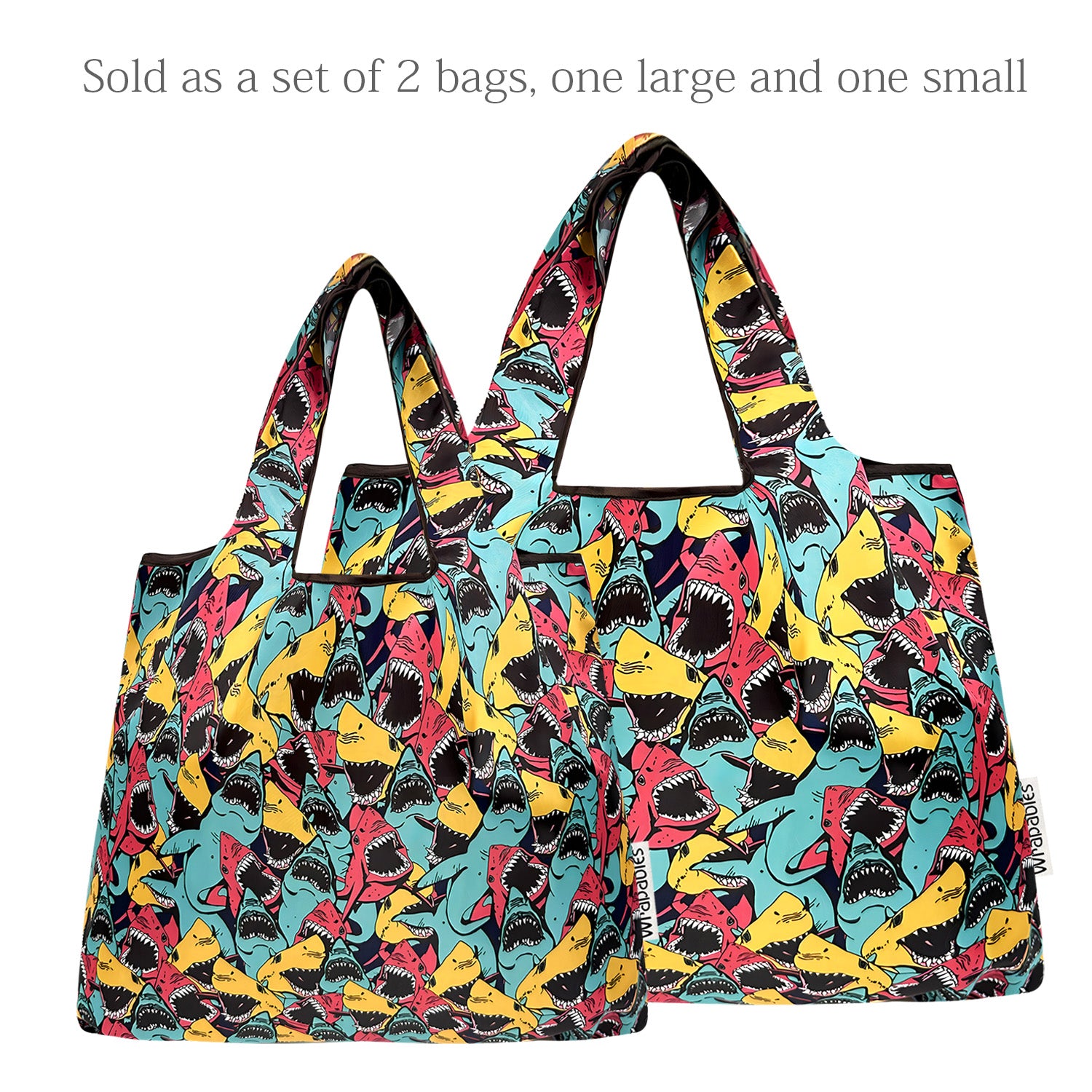 Wrapables Large & Small Foldable Tote Nylon Reusable Grocery Bags, Set of 2