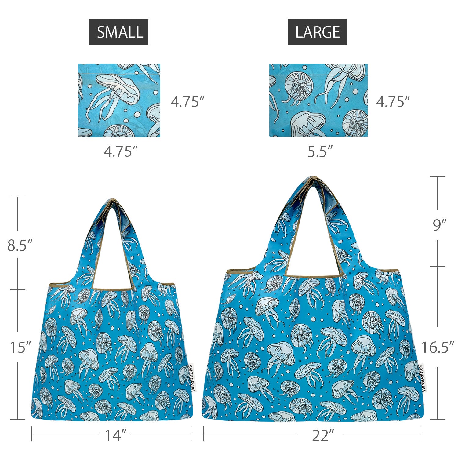 Wrapables Large & Small Foldable Tote Nylon Reusable Grocery Bags, Set of 2