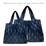 Wrapables Large & Small Foldable Tote Nylon Reusable Grocery Bags, Set of 2