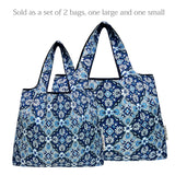 Wrapables Large & Small Foldable Tote Nylon Reusable Grocery Bags, Set of 2