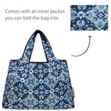 Wrapables Large & Small Foldable Nylon Reusable Shopping Grocery Bags (Set of 2), Stately Floral