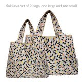 Wrapables Large & Small Foldable Nylon Reusable Shopping Grocery Bags (Set of 2), Starry Squares