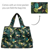 Wrapables Large & Small Foldable Nylon Reusable Shopping Grocery Bags (Set of 2), Golden Birds