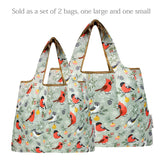 Wrapables Large & Small Foldable Nylon Reusable Shopping Bags (Set of 2), Cardinal Birds