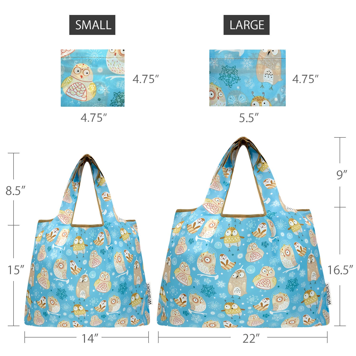 Wrapables Large & Small Foldable Tote Nylon Reusable Grocery Bags, Set of 2