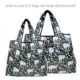 Wrapables Large & Small Foldable Nylon Reusable Shopping Bags (Set of 2), Sloths