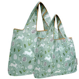 Wrapables Large & Small Foldable Tote Nylon Reusable Grocery Bags, Set of 2