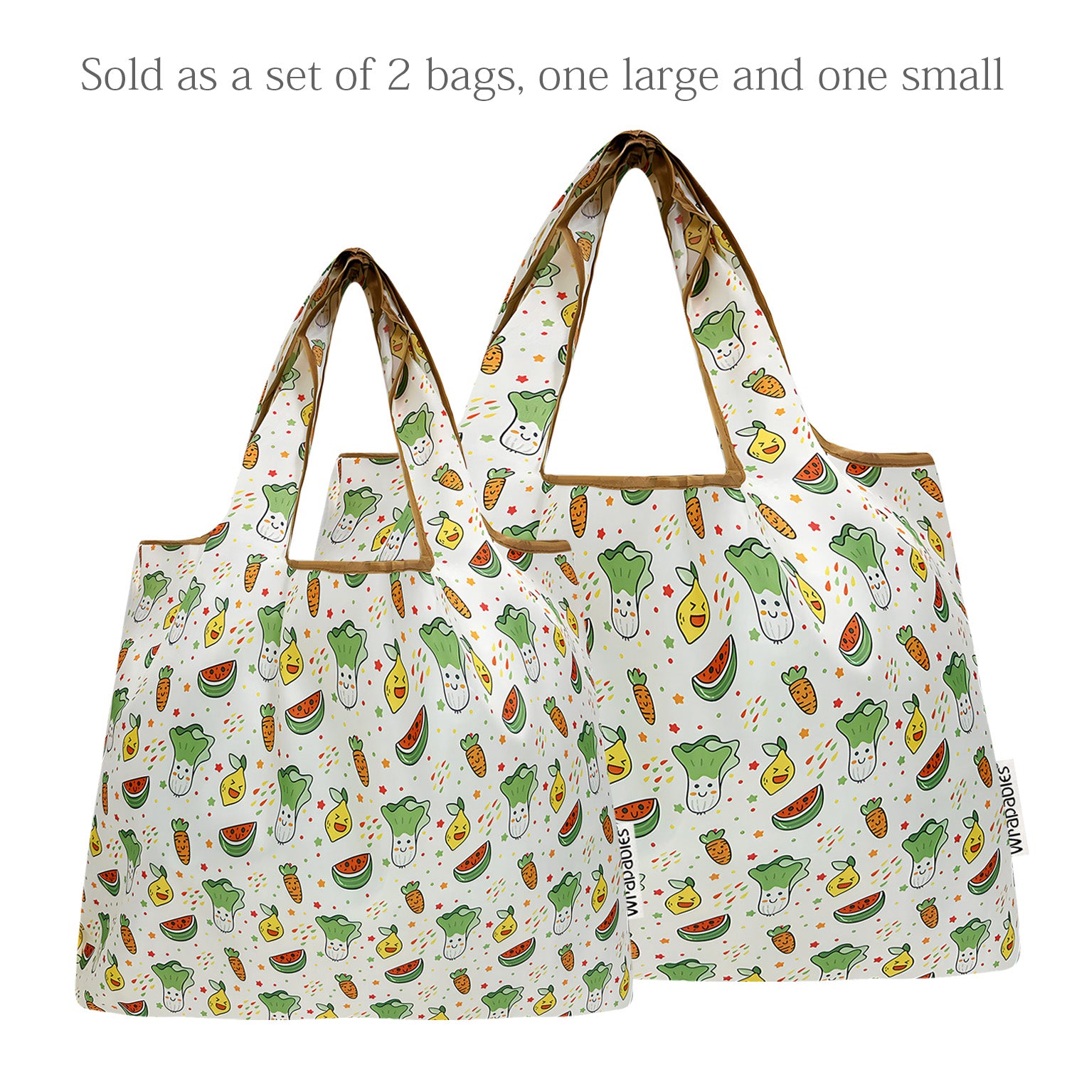 Wrapables Large & Small Foldable Tote Nylon Reusable Grocery Bags, Set of 2